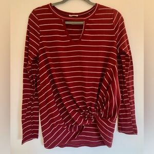 Maroon Top with White Stripes
